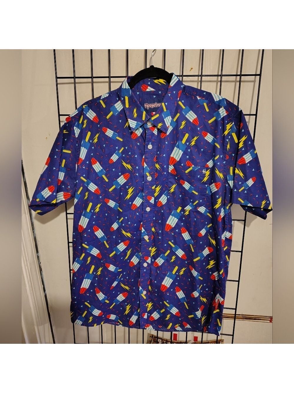 Tipsy Elves Button Up Bomb Pop Popsicle Short Sleeve Shirt